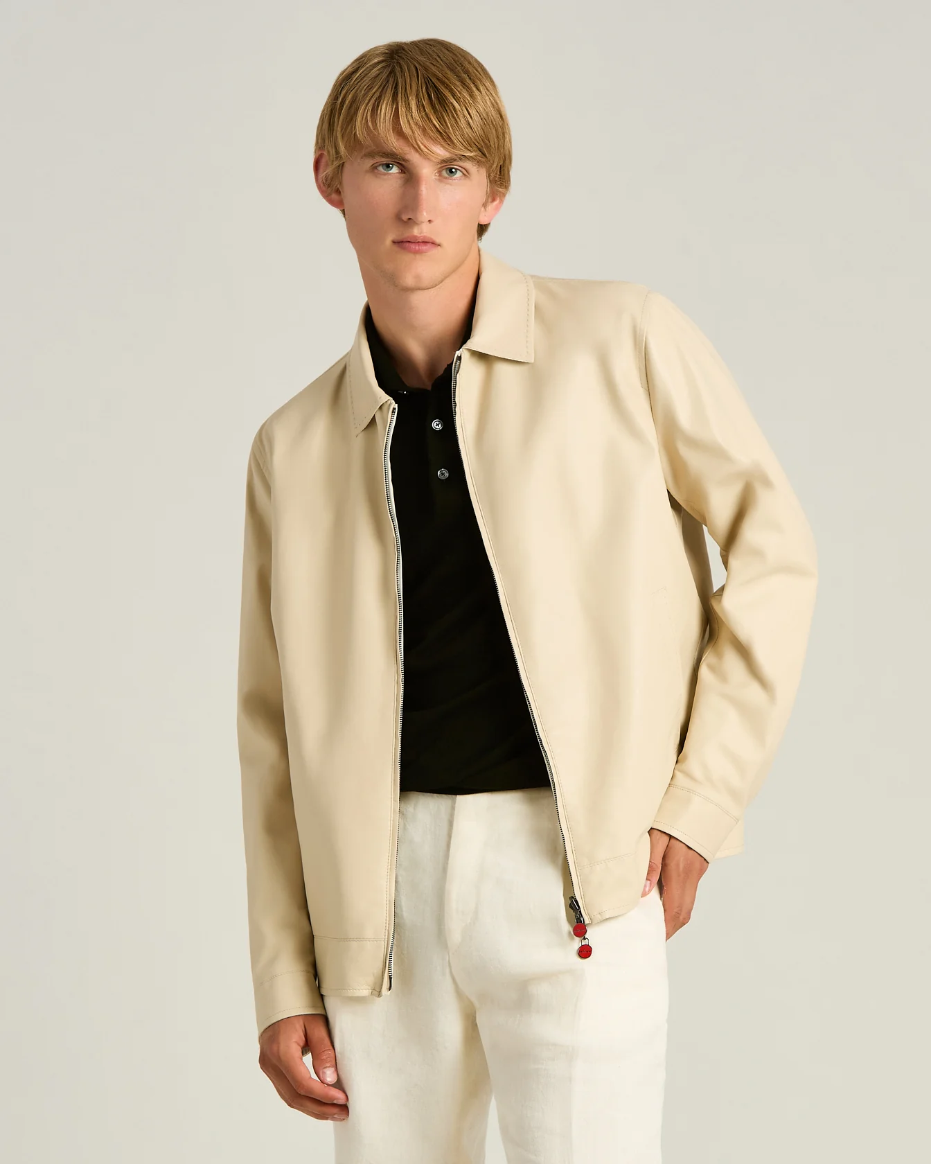 LAMBSKIN IVORY BOMBER JACKET - Image 2