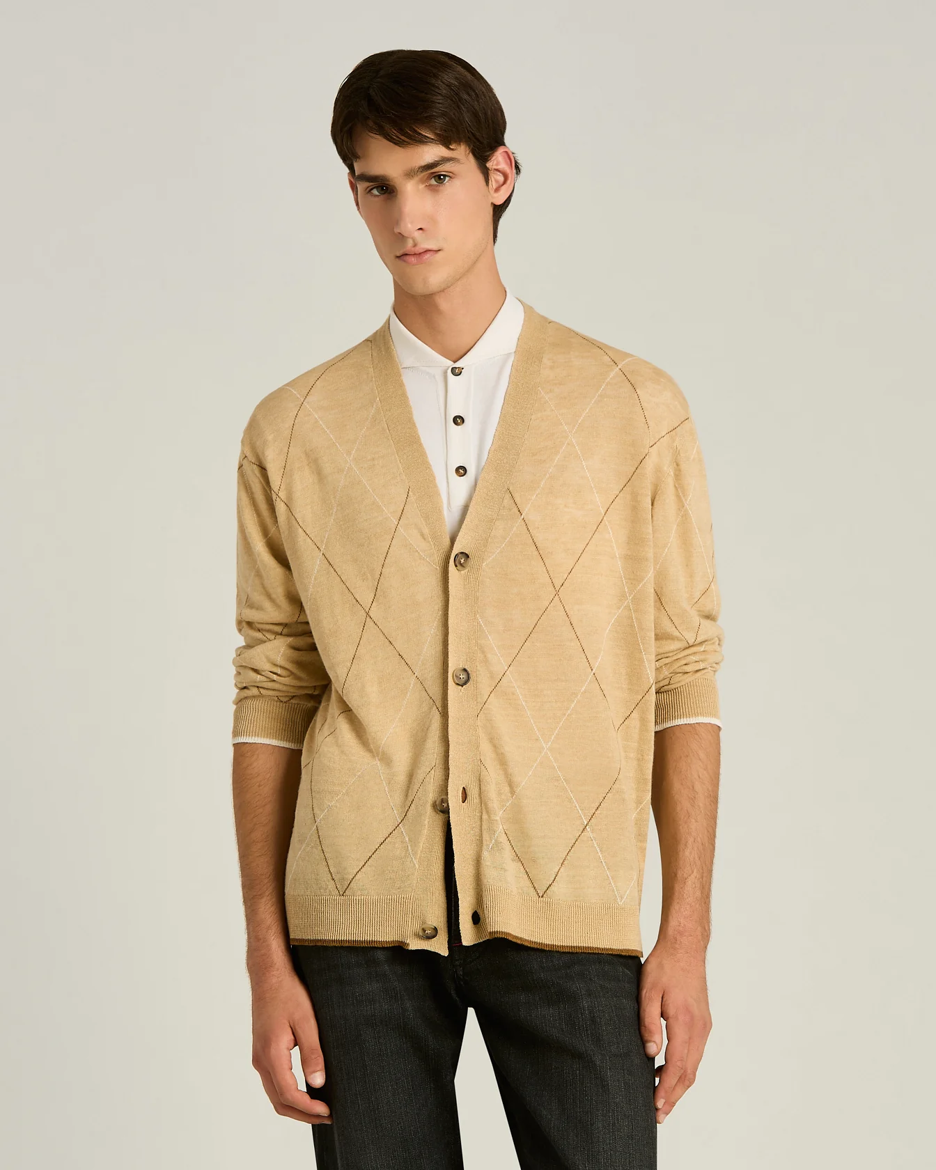 PURE LINEN CARDIGAN IN BEIGE - Image 2