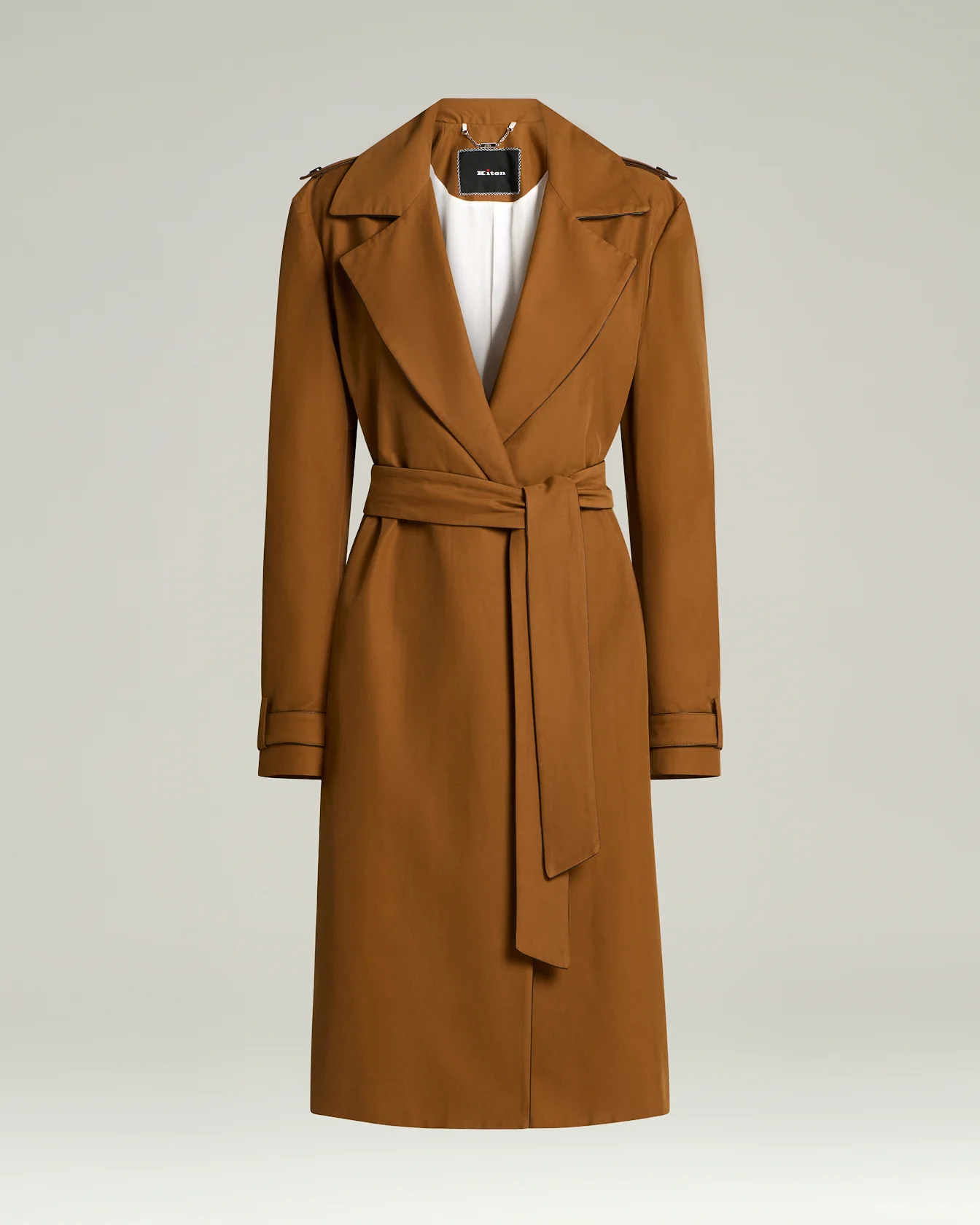 TAILORED COTTON TRENCH COAT LEATHER WITH CALFSKIN DETAILS