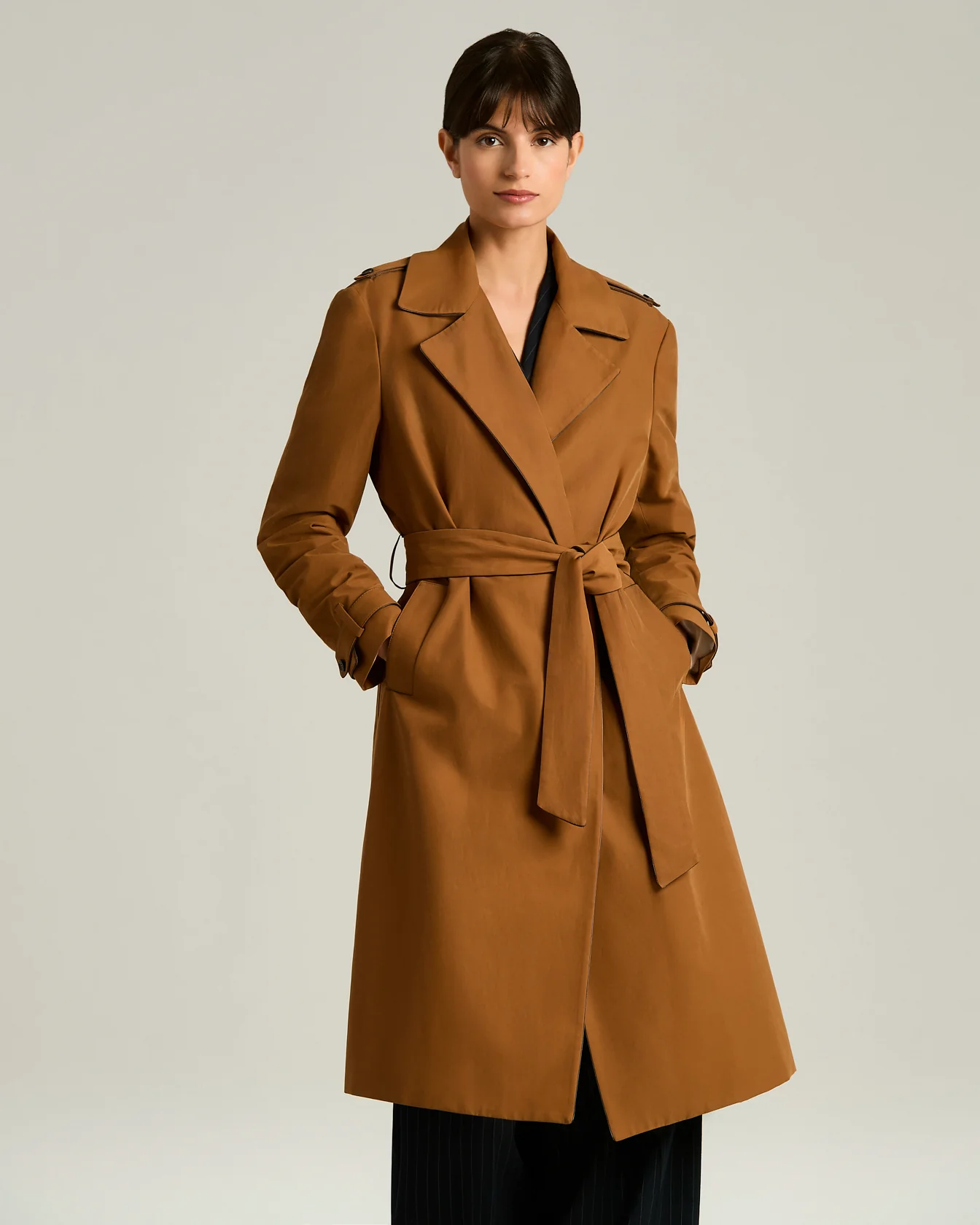 TAILORED COTTON TRENCH COAT LEATHER WITH CALFSKIN DETAILS - Image 2