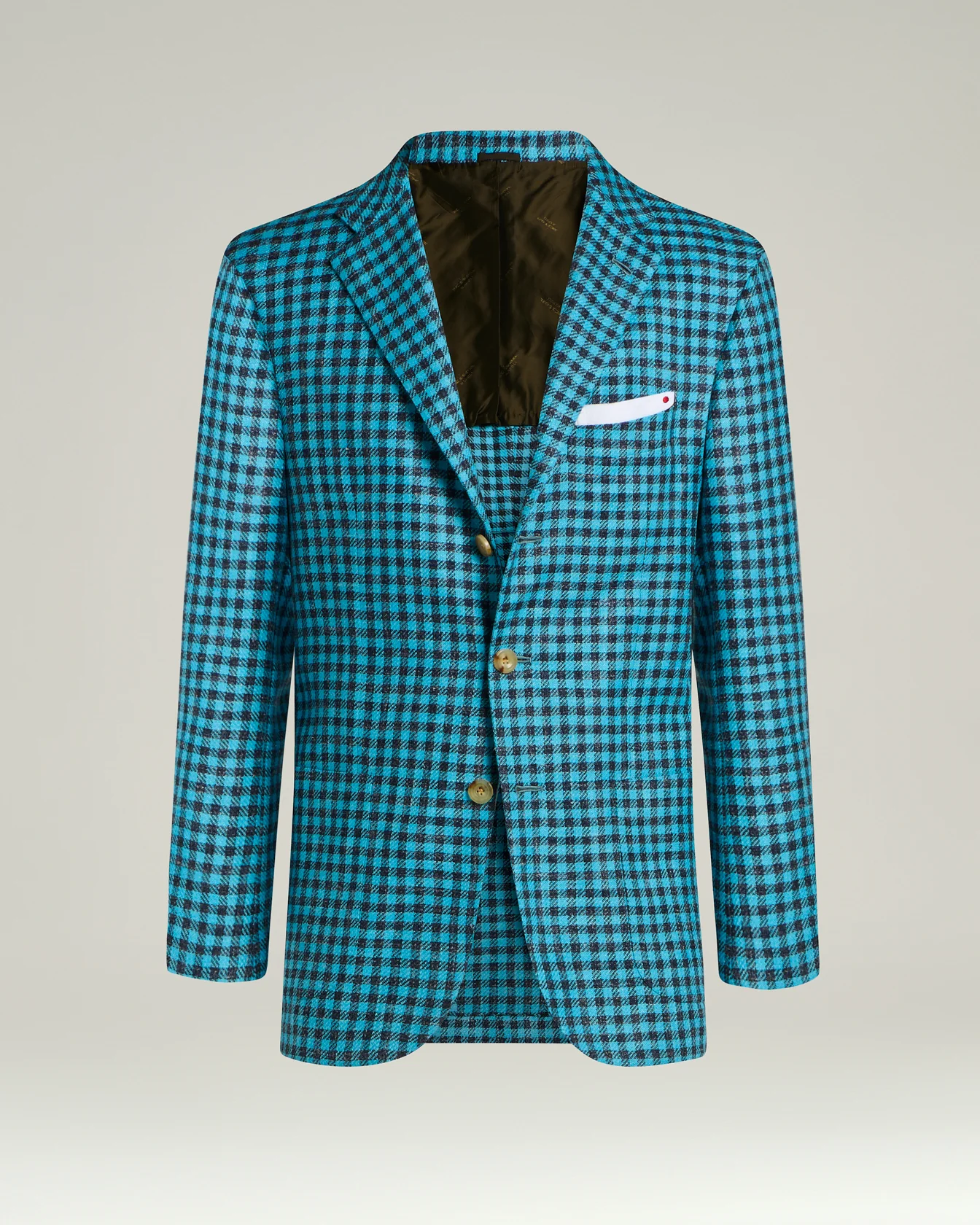FINE BLEND CHECKED SINGLE-BREASTED JACKET IN AZURE