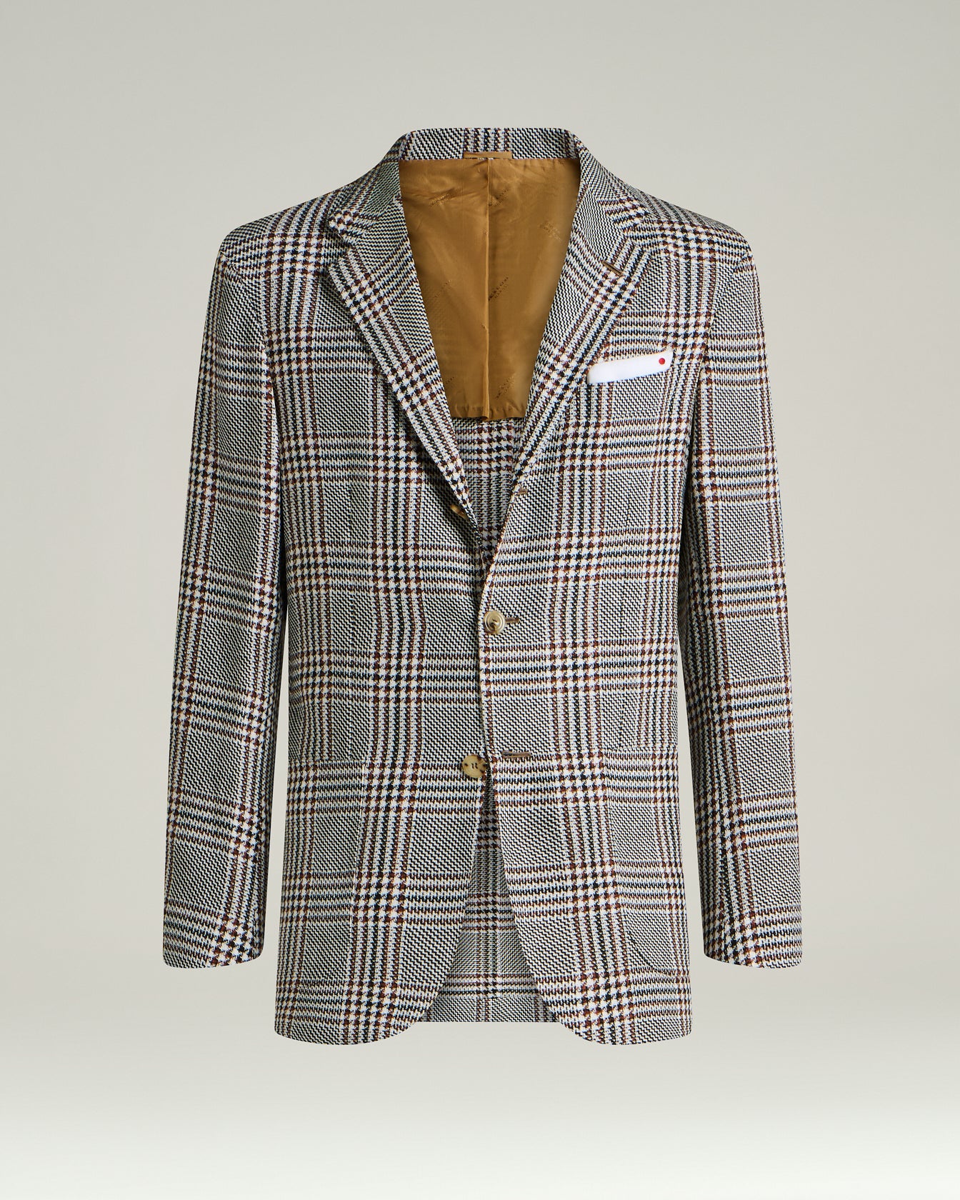 CASHMERE AND LINEN TAILORED CHECKED JACKET IN BLACK