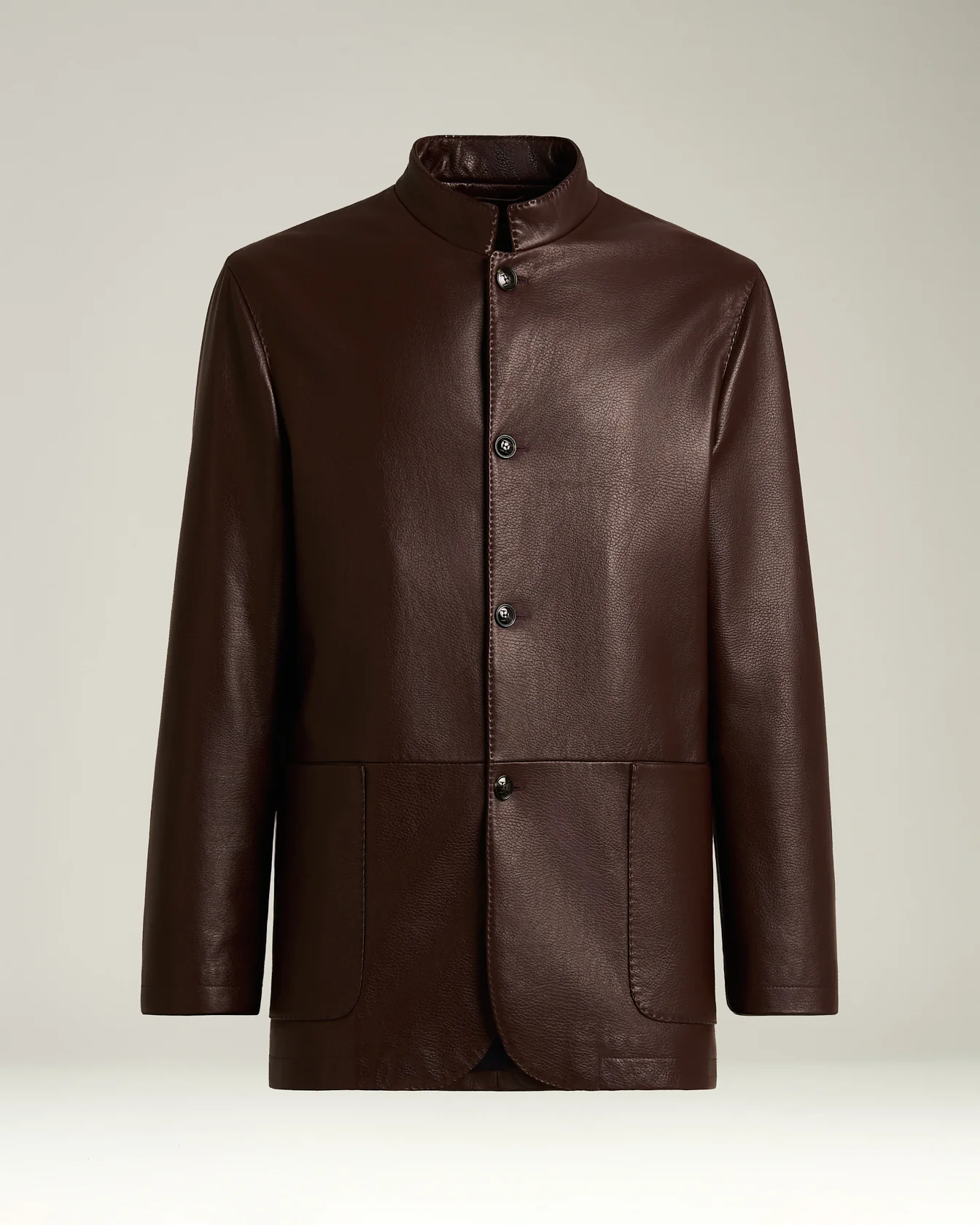 BORDEAUX LAMBSKIN JACKET WITH MANDARIN COLLAR