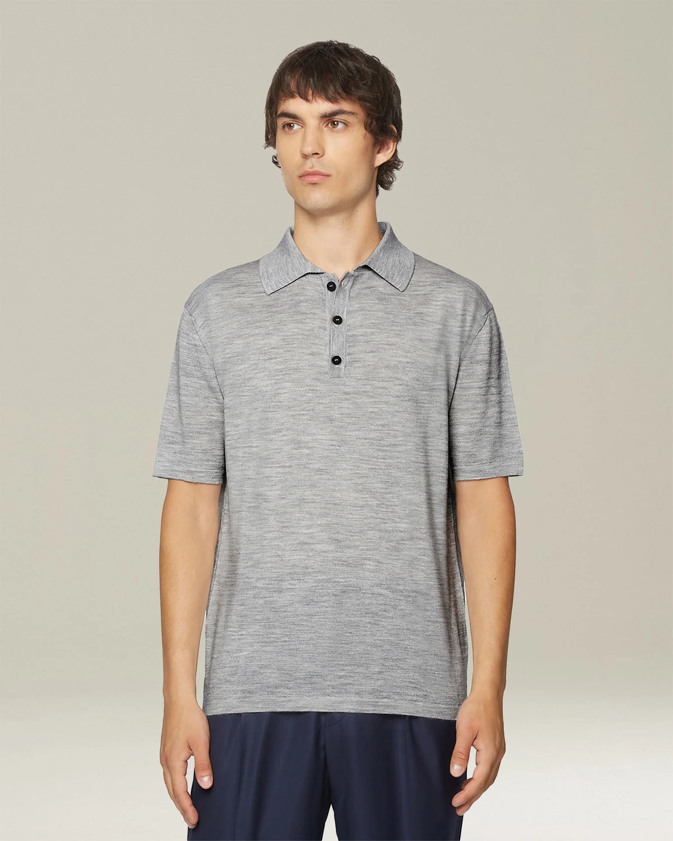 DELUXE WOOL AND SILK POLO SHIRT - Image 2