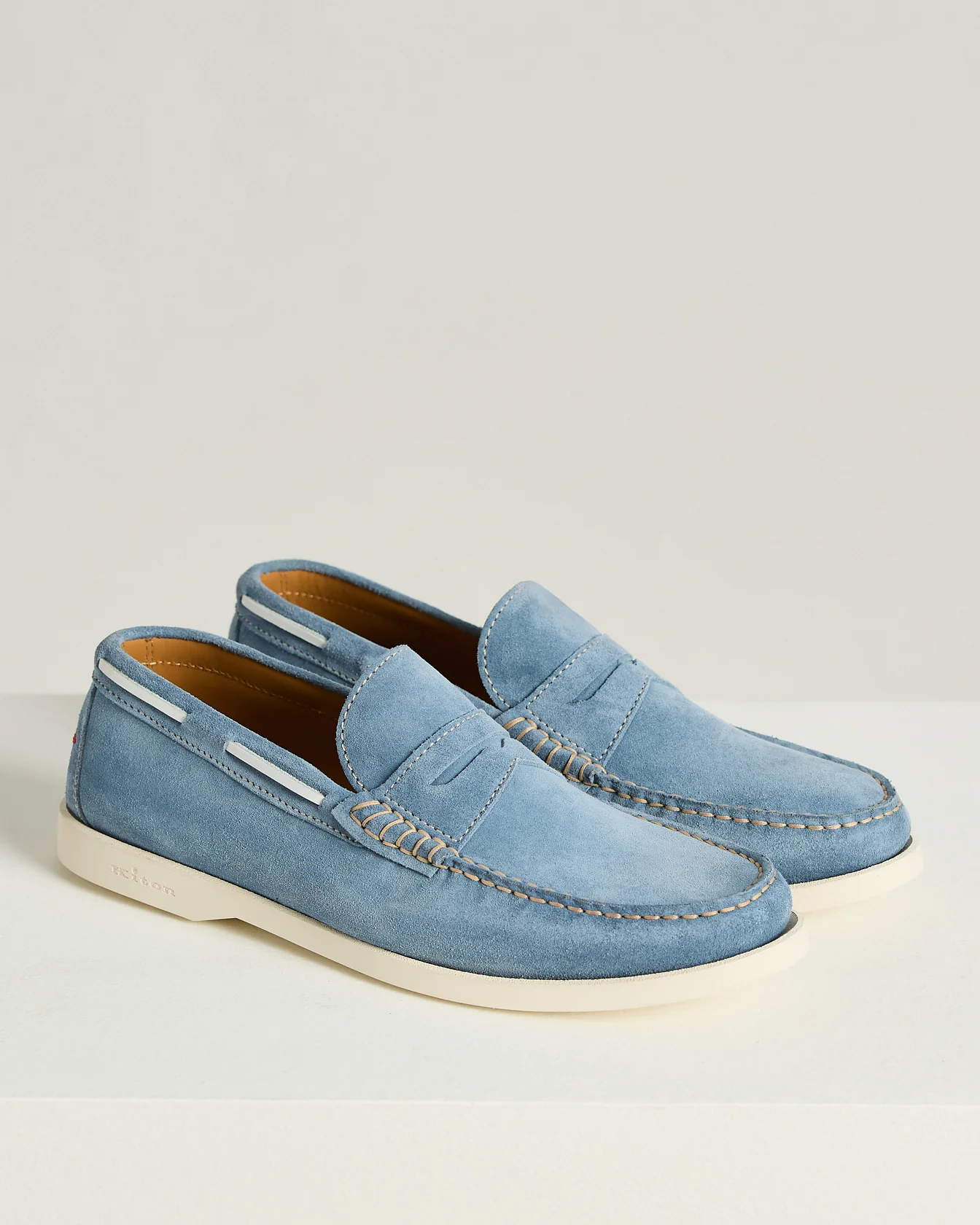 CALFSKIN SUEDE LOAFER IN POWDER BLUE - Image 2