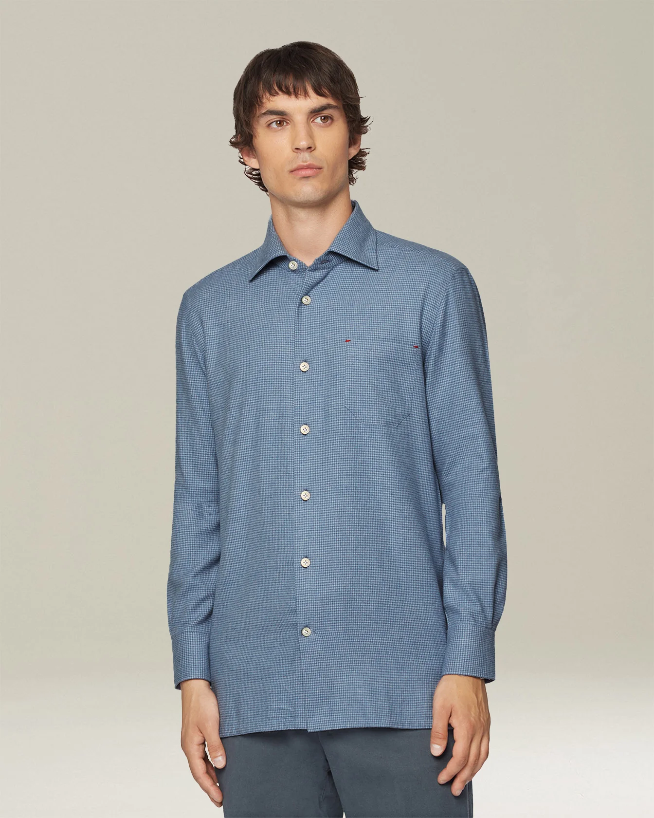 ‘NERANO’ HOUNDSTOOTH FLANNEL SHIRT - Image 2