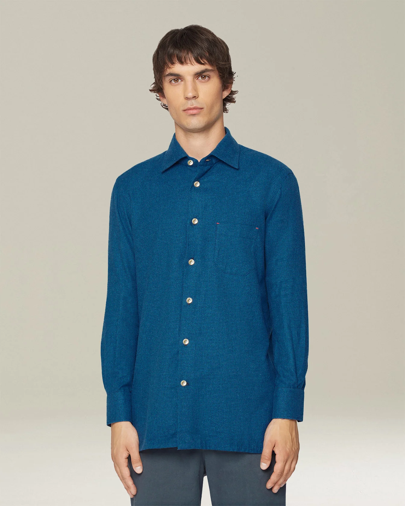 ‘NERANO’ HOUNDSTOOTH FLANNEL SHIRT - Image 2