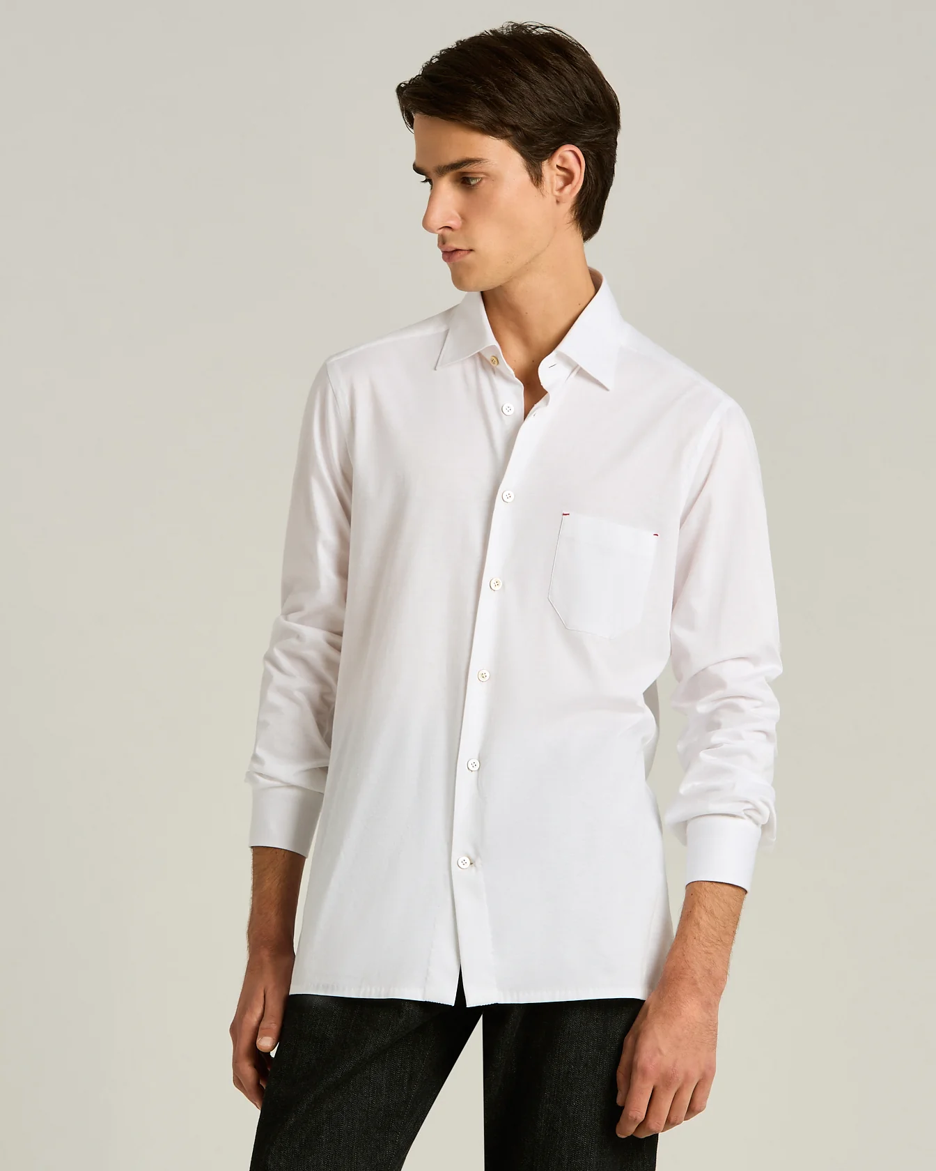 COTTON JERSEY SHIRT IN WHITE - Image 2