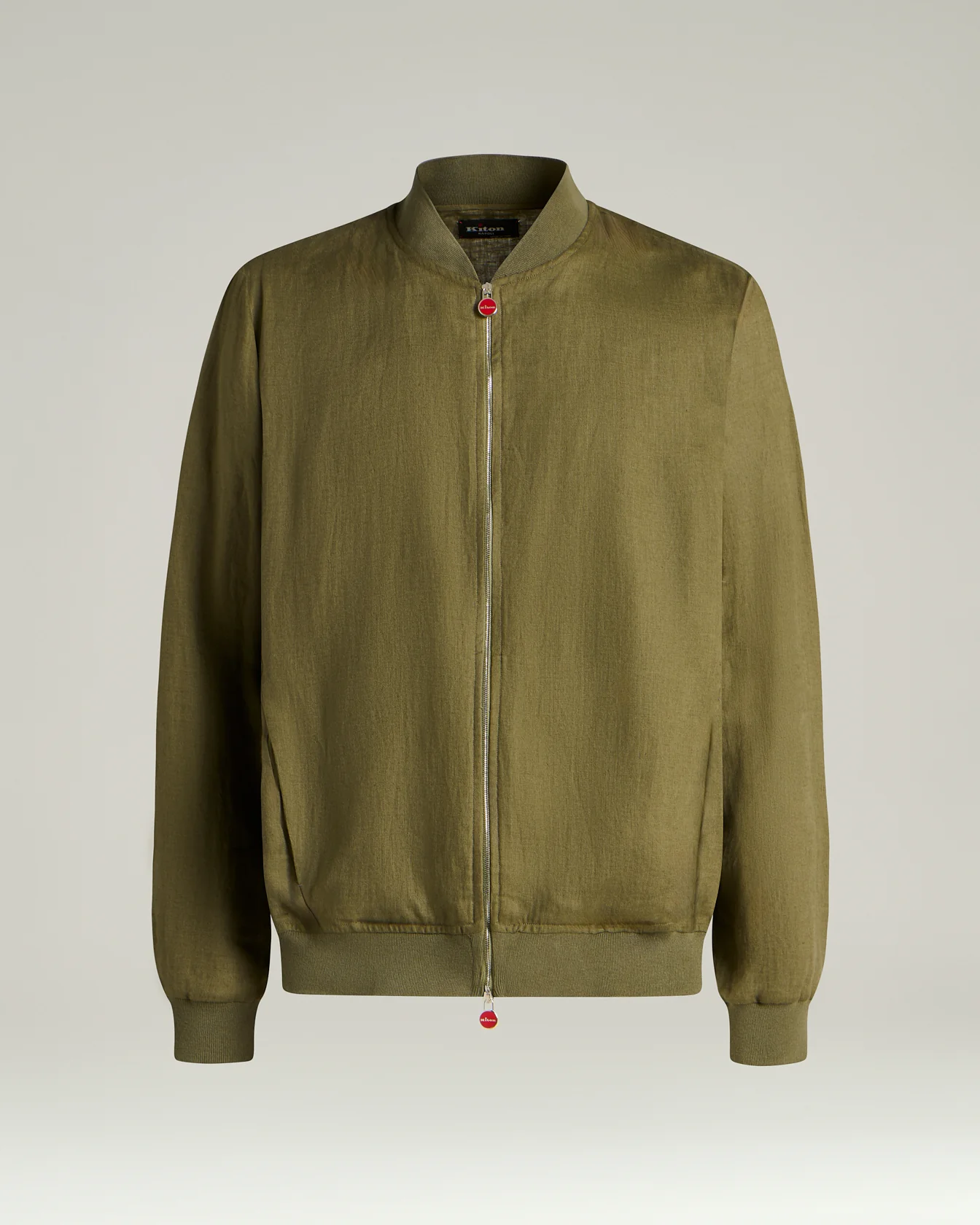 PURE LINEN JACKET WITH ZIPPER IN KHAKI