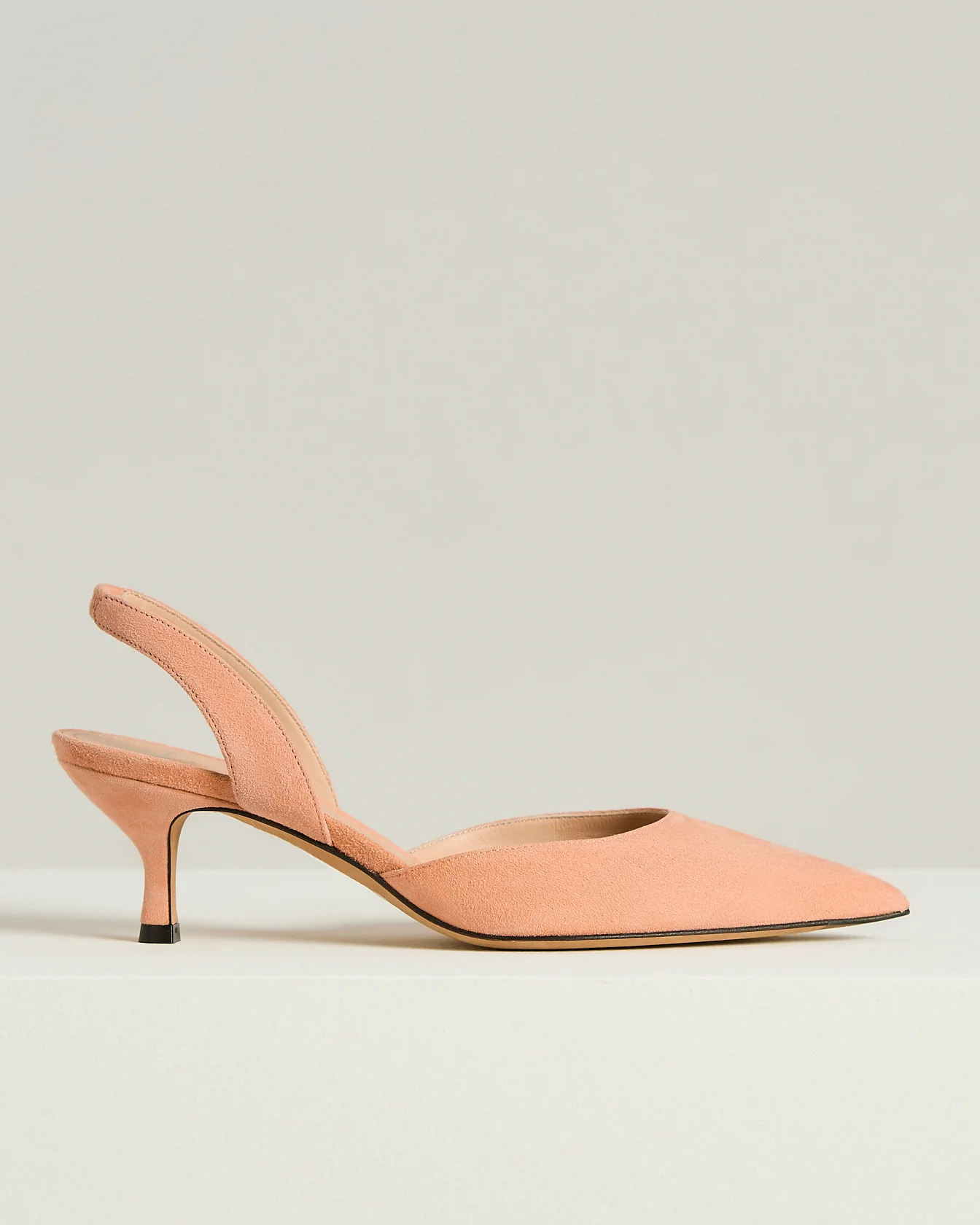SUEDE COURT SHOE APRICOT PINK CALFSKIN
