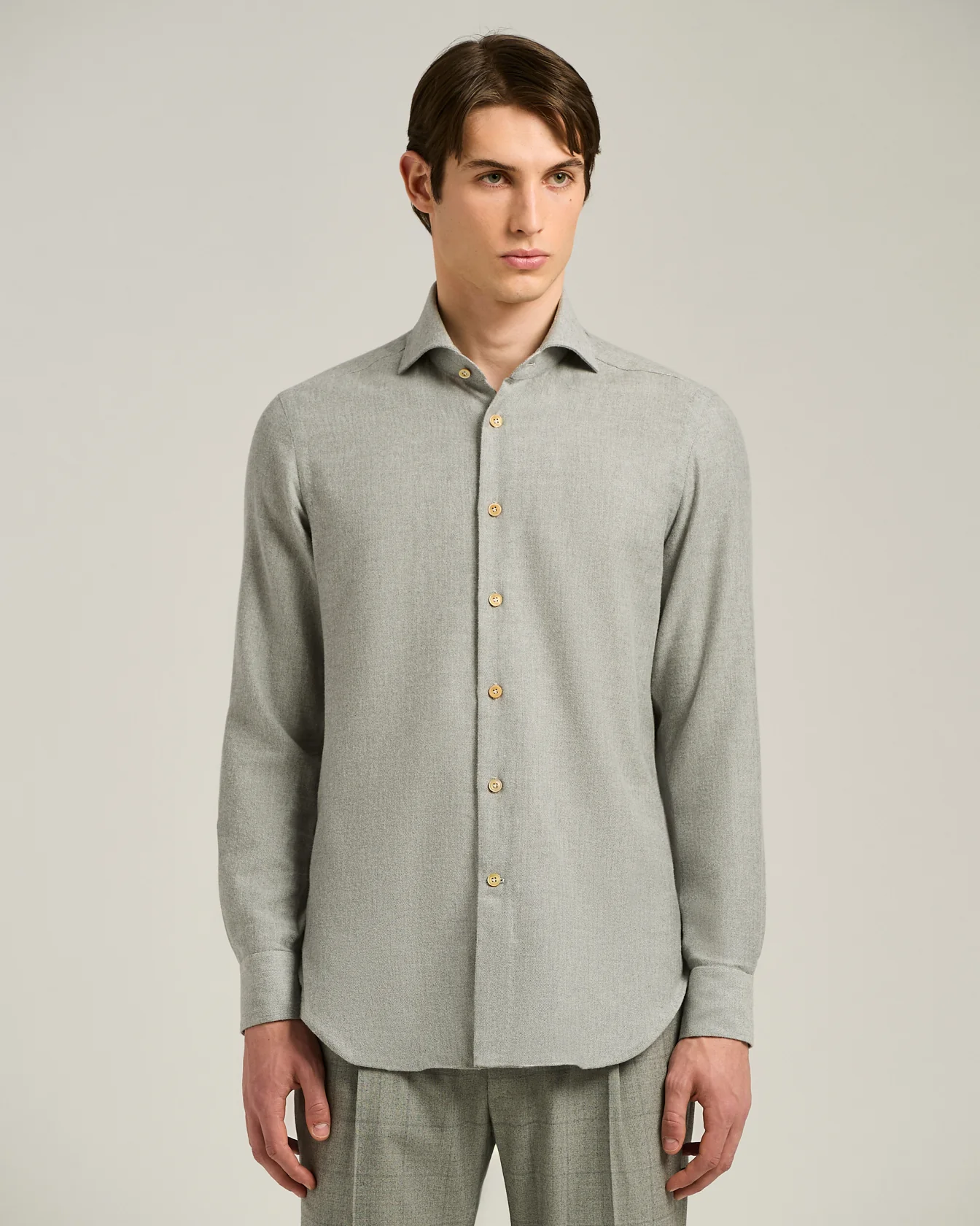 ANTHRACITE FLANNEL SHIRT IN COTTON, SILK AND CASHMERE - Image 2