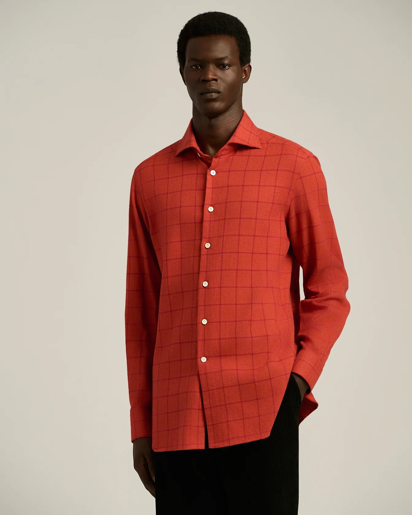 RED PLAID SHIRT IN COTTON FLANNEL - Image 2