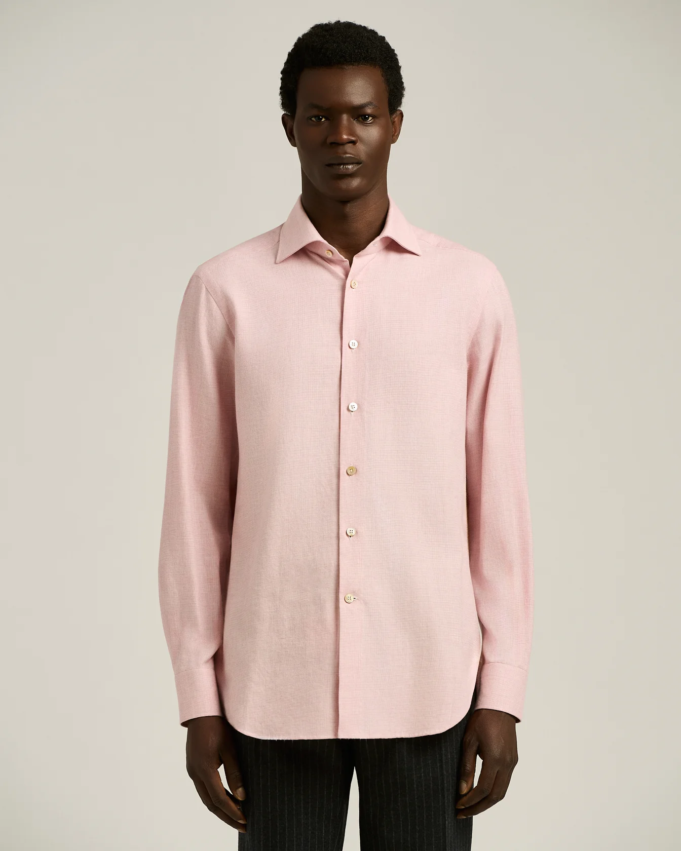 LIGHT-PINK COTTON AND CASHMERE FLANNEL SHIRT - Image 2