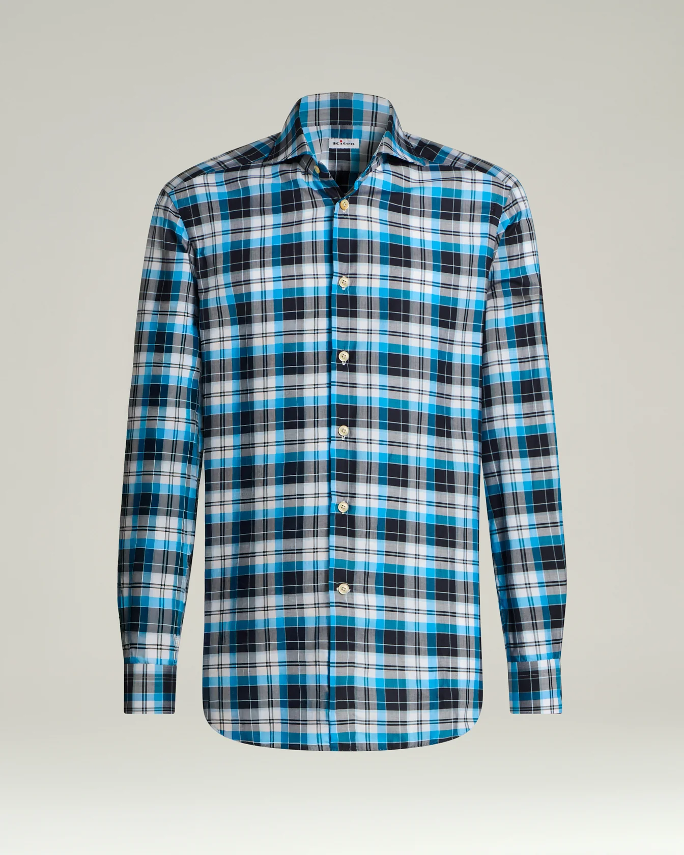 CHECKED COTTON SHIRT IN SKY BLUE