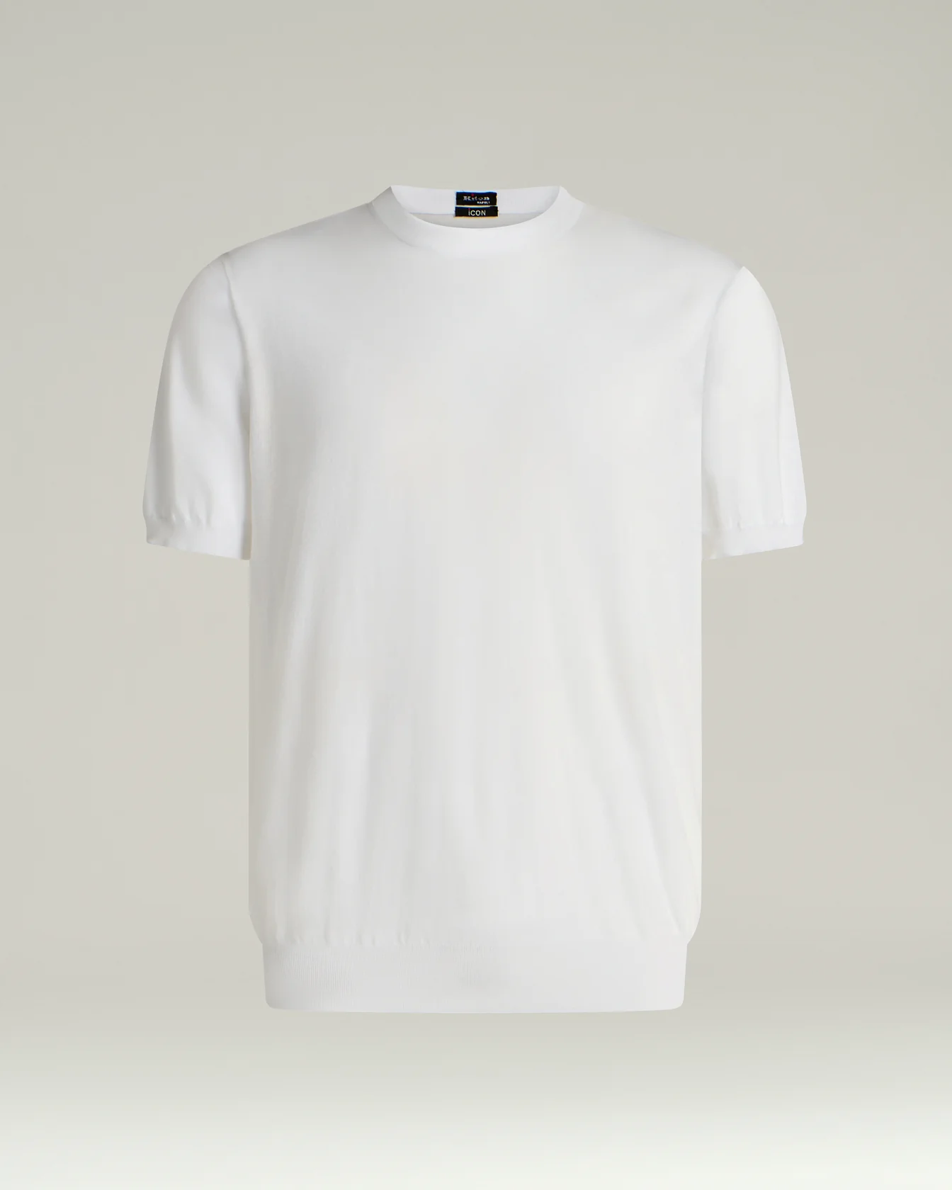 COTTON SHORT-SLEEVED CREW NECK SWEATER IN WHITE WITH HORN ACCESSORIES