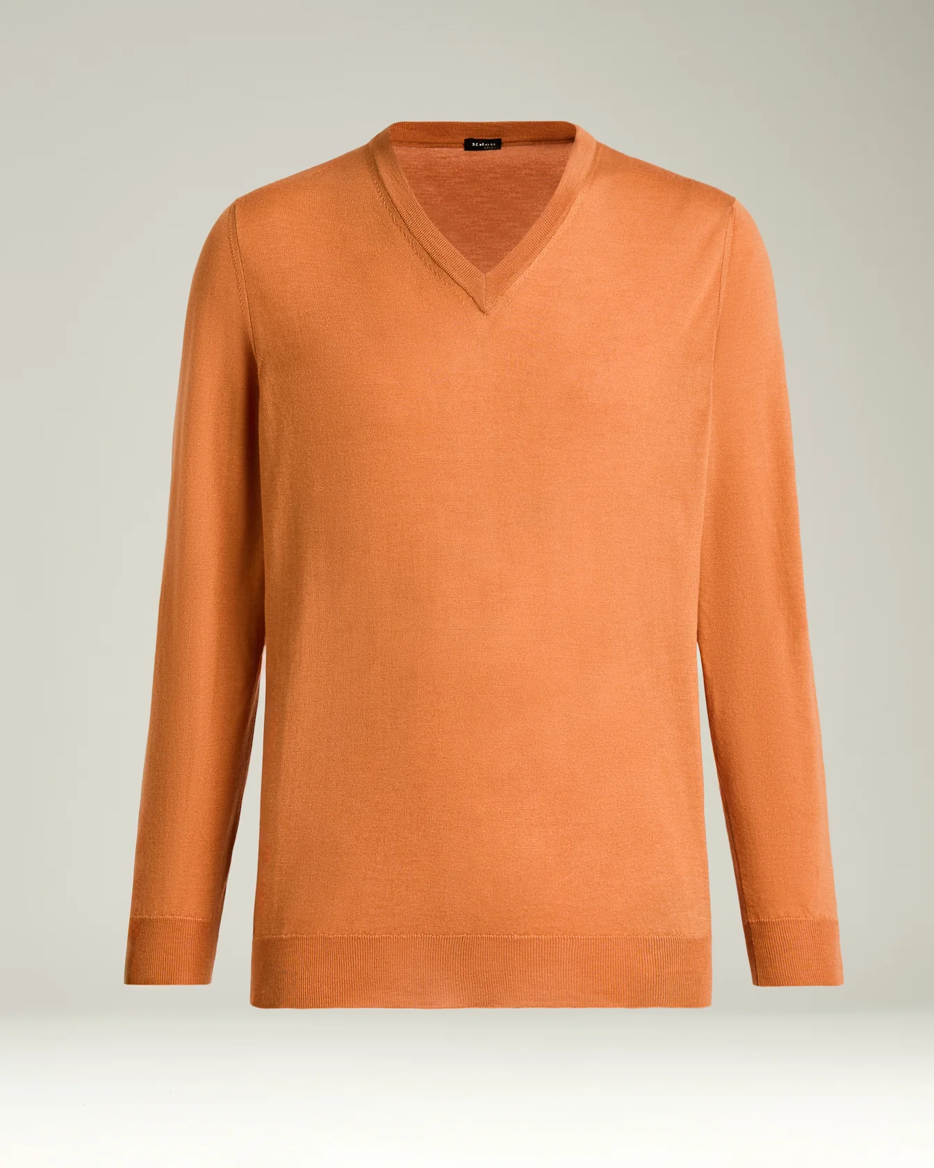 MANGO ORANGE V-NECK SWEATER IN CASHMERE AND SILK